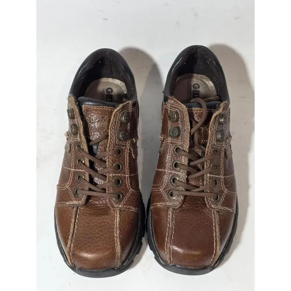 Vintage 90s Y2K Streetwear Mens 8 M Chunky Leather Platform Boots Shoes Brown